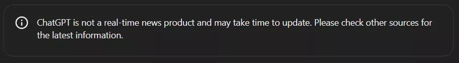 Chat GPT is not a real time news example
